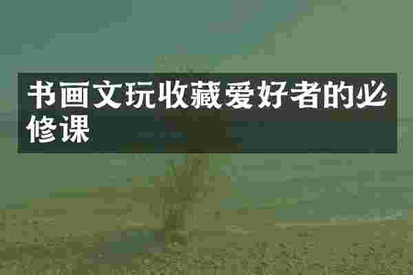 书画文玩收藏爱好者的必修课