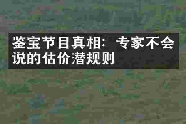 鉴宝节目真相：专家不会说的估价潜规则